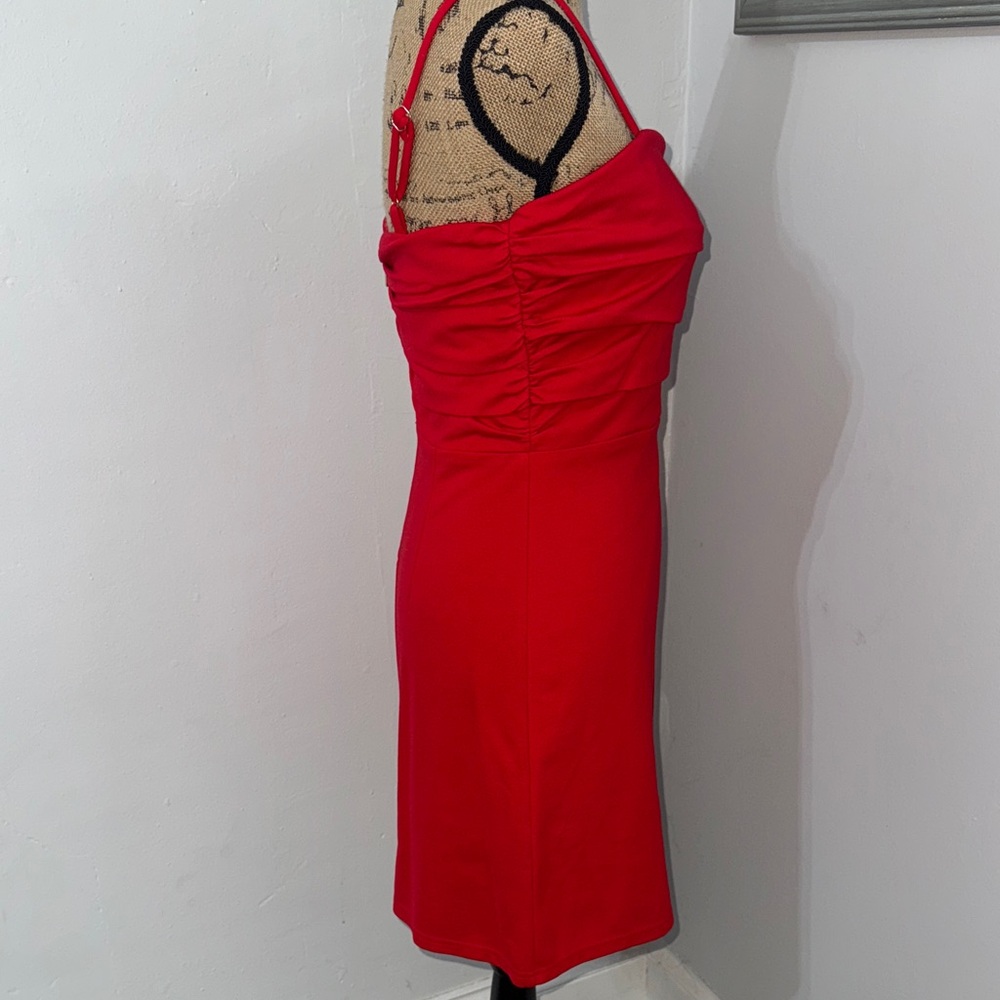 White Birch Bold Red Ruched Mini Dress - Picture 6 of 10